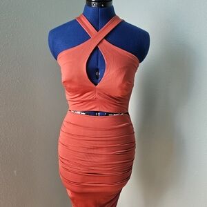 Christina Coral Backless Dress